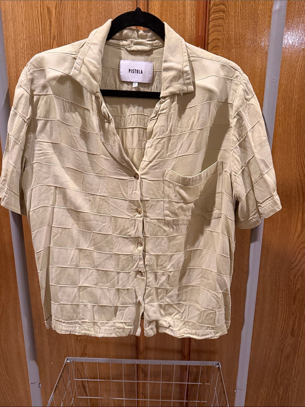 pistola Pale Yellow/Green Short Sleeve Button-Down Shirt